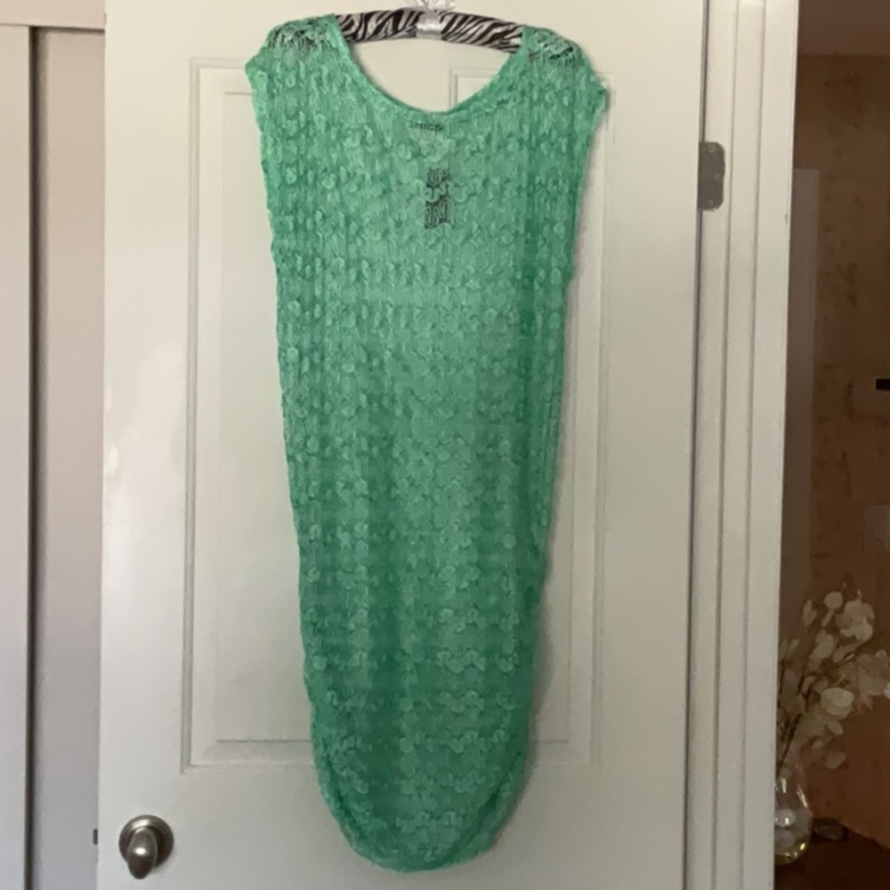 Jordan Taylor Green Ruched Sheath Swimsuit Cover Up